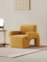 yellow velvet armchair