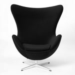 Arne Jacobsen Style Egg Chair And Ottoman In Black Premium Leather｜ DC Concept