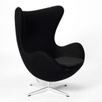 Arne Jacobsen Style Egg Chair And Ottoman In Black Premium Leather｜ DC Concept