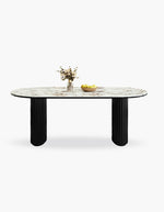 oval marble dining table