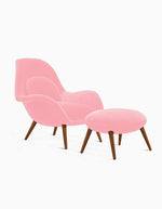 Swoon Lounge Petit Armchair And Stool, Pink, Wood Leg｜ DC Concept