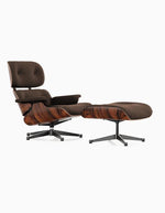 Classic Designer EM Lounge Chair And Ottoman, Walnut/ White Leather｜ DC Concept