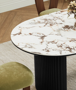 oval marble dining table