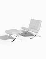 White Leather Barcelona Chair And Footstool