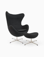 Arne Jacobsen Style Egg Chair And Ottoman In Black Premium Leather｜ DC Concept