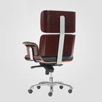 Classical EM Designer Office Chair, White Premium Leather/ Walnut｜ DC Concept