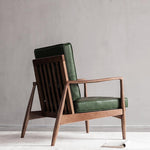 green leather armchair