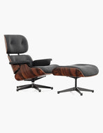 Classic Designer EM Lounge Chair And Ottoman, Walnut/ White Leather｜ DC Concept