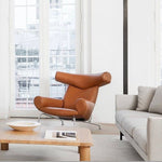 brown leather armchair