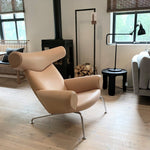 khaki leather armchair